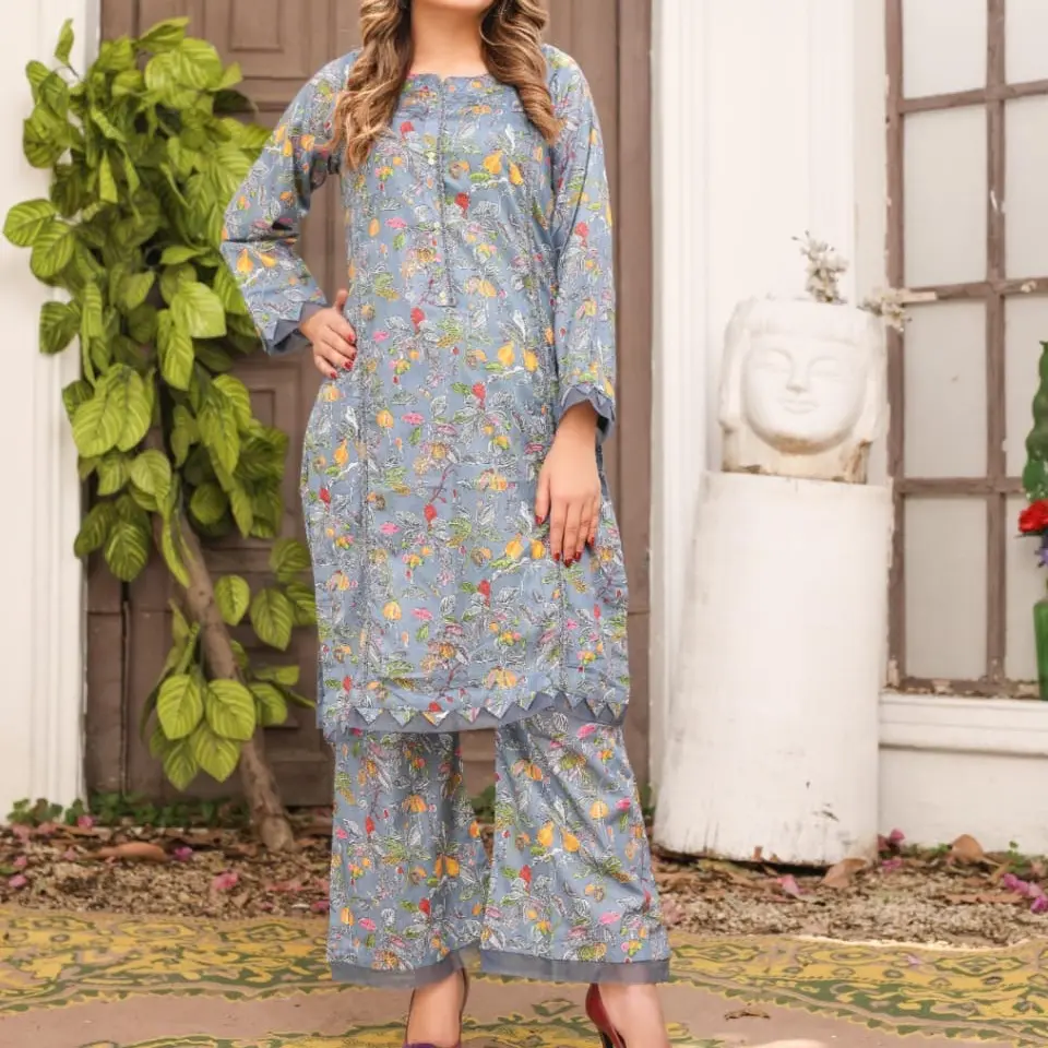 Lawn 2Pc Matching suit Red Yellow Flower
