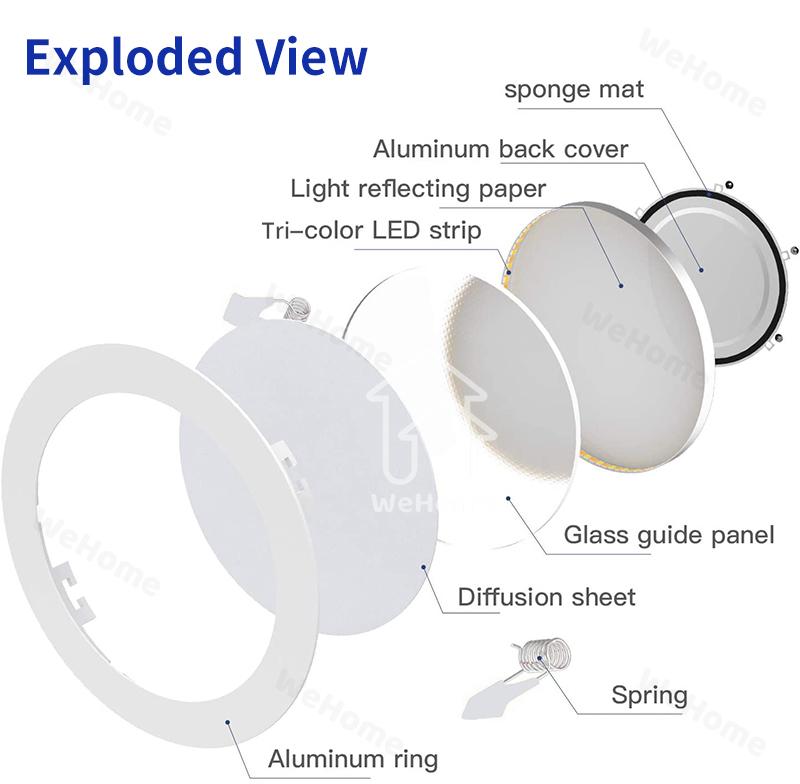 WeHome LED Pin Light Panel Lights, 3 Colors 3500K/4000K/6500K Selectable, 5W 9W 12W 18W LED Recessed Downlight for Living room Bedroom Bathroom Office