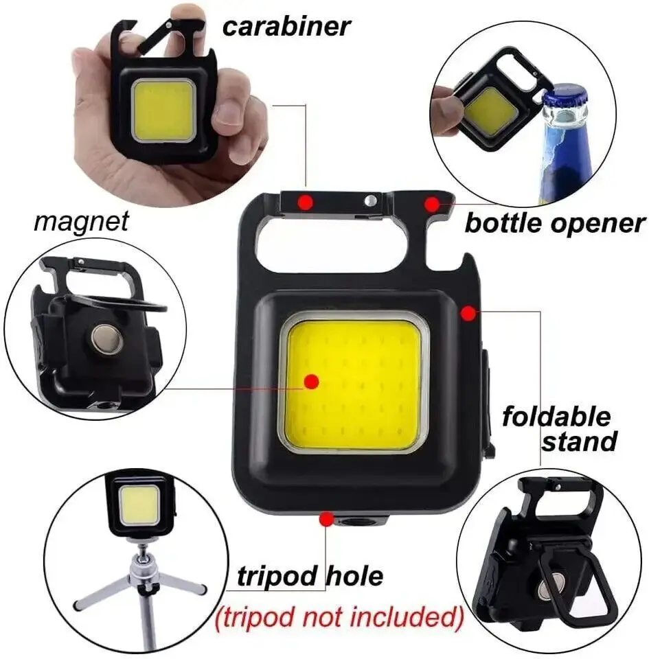 Magnetic Selfie Light. Rechargeable Camping Light with Keyring and Bottle Opener
