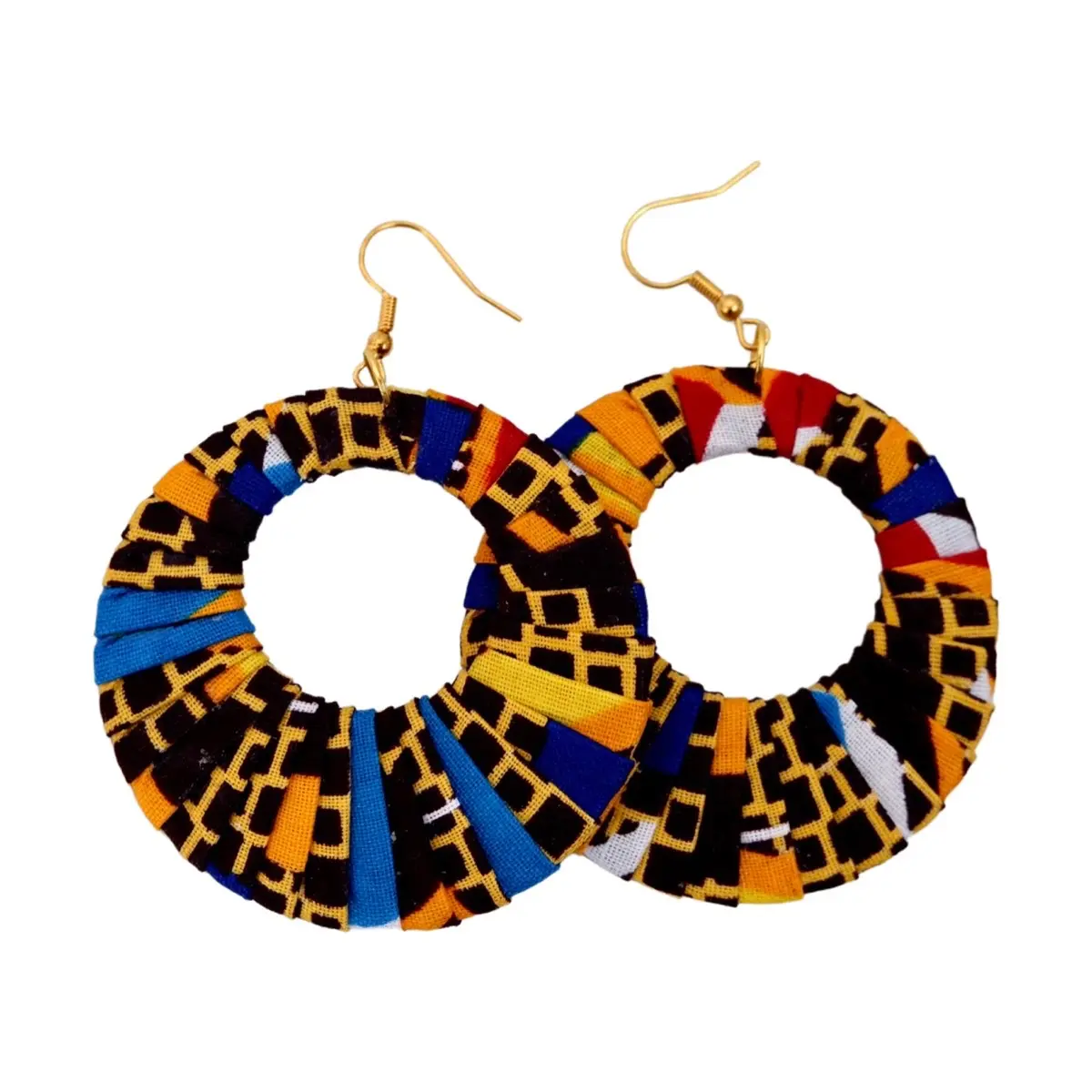 African print /Ankara fabric earrings , hook earrings , donut earrings , summer earrings Female Fabric Elegant Casual