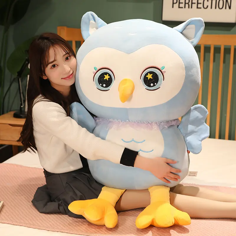 New 25/70cm Popular Night Owl Colorful Bird Plush Toy Baby Cushion Stuffed Animal Dolls Soft NewBorn Birthday Gifts For Kids Toy