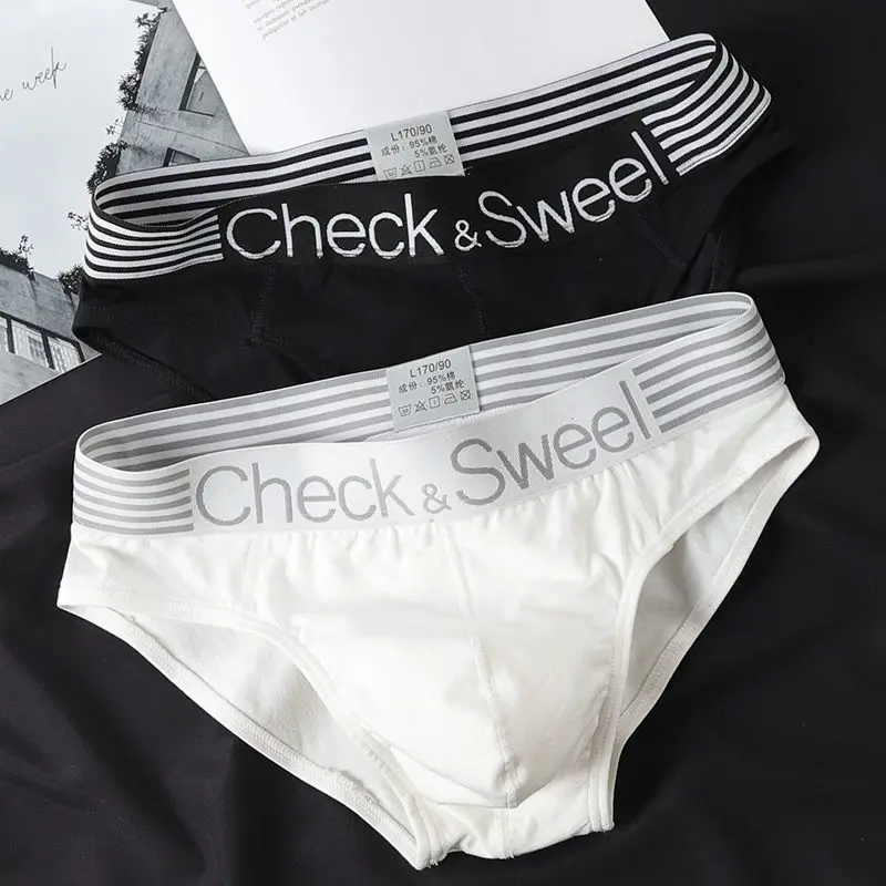 LEBANG - 2Pcs Fashion Men Underwear Cotton Men Boxer Men's Underwear Briefs Breathable Boxer Shorts for Men Elasticity Men Underwear Set Soft Briefs Men Briefs Fashion Men Underwear Set