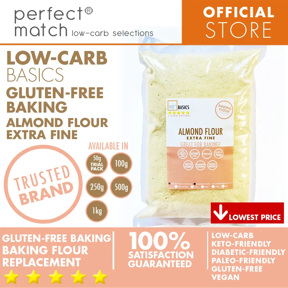 PerfectMatch Low-carb l Almond Flour -Extra Fine l Keto-Friendly l Paleo-Friendly l Gluten-Free l Diabetic- Friendly l Dairy-Free l Vegan l NEW PRODUCT!