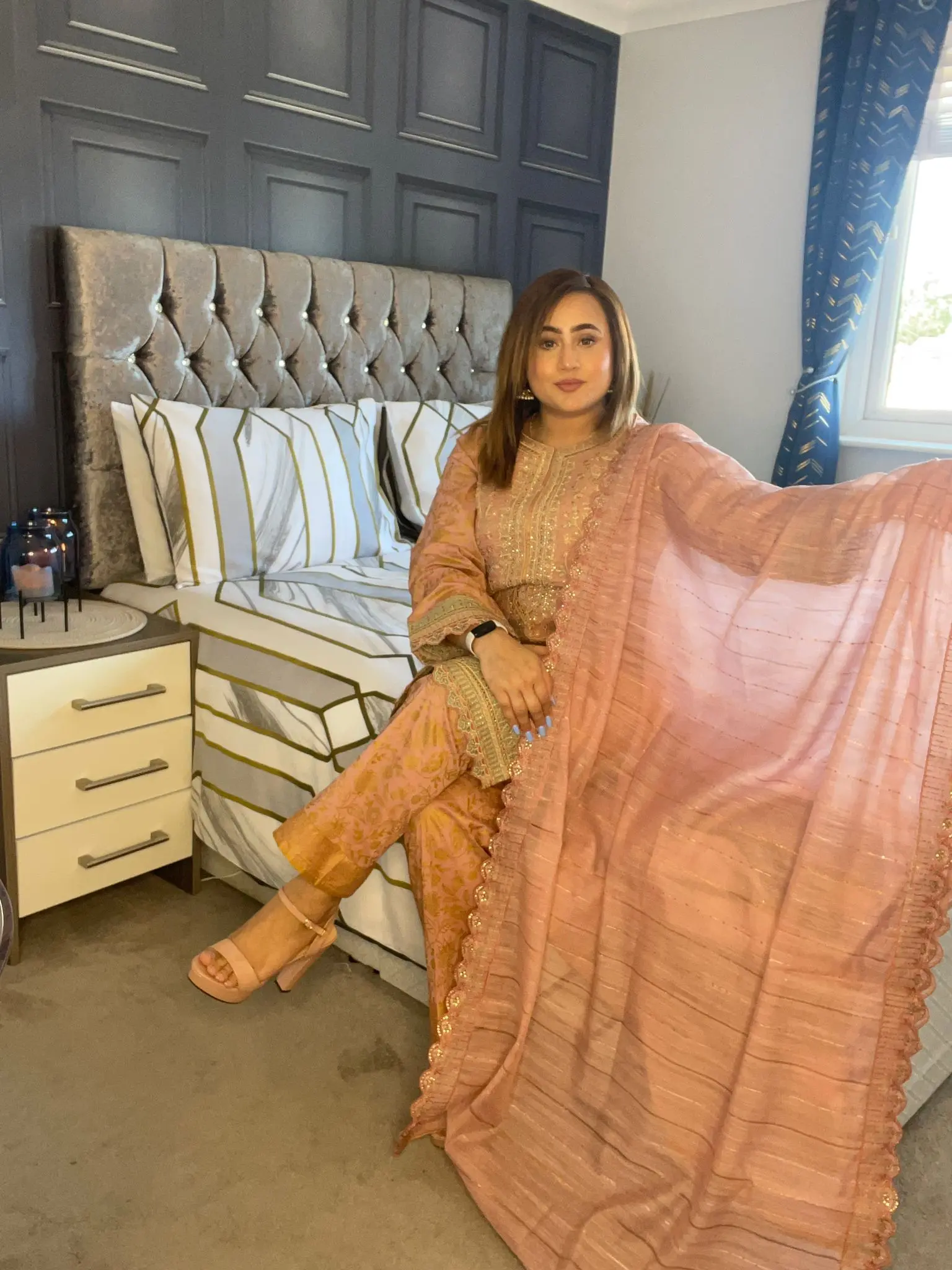 BIN SAEED 3PCS FORMAL OUTIFT - PEACH