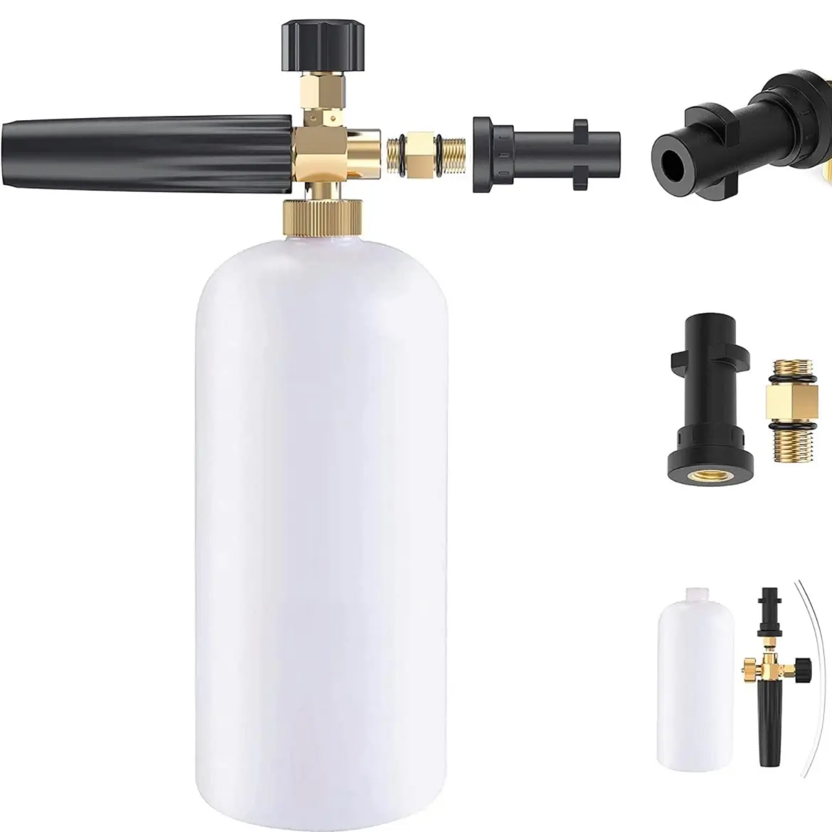 Stone Banks Snow Foam Lance Foam Cannon for Karcher K Series K2 K3 K4 K5 K6 K7 Pressure Washer Foam Gun, 1 Liter Adjustable Soap Dispenser Foam Bottle Nozzle for Car Washing Cleaning