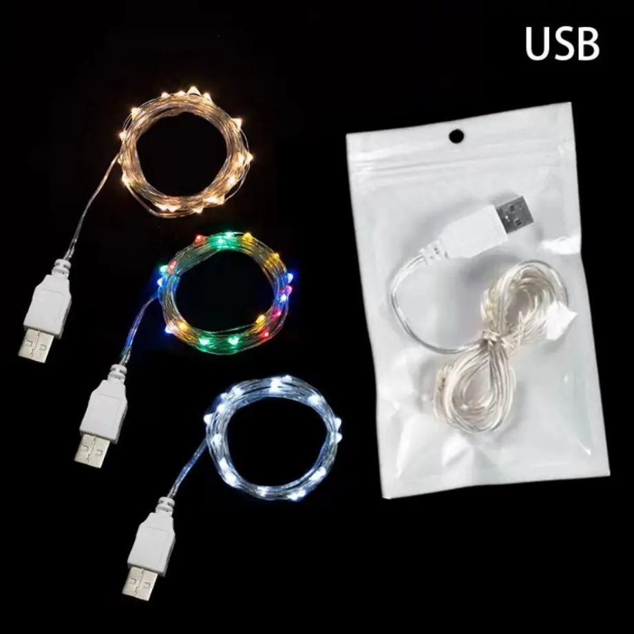LED String Lights USB Silver thread Garland Fairy Lights Outdoor Waterproof for Christmas Wedding Party Home Room Decorations