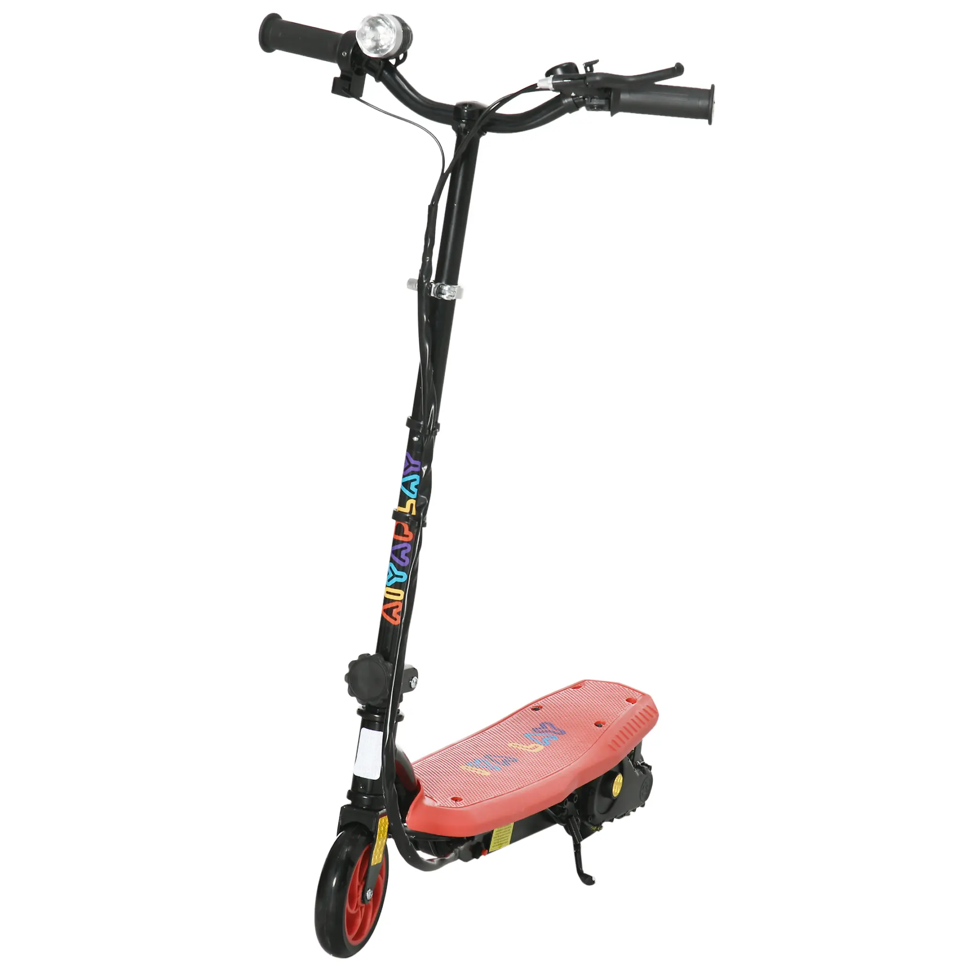 HOMCOM Folding Electric Scooter 120W E-Scooter with Three Mode LED Headlight, Warning Bell, Adjustable Height, 12km/h Maximum Speed, for Ages 7-14 Years - Red