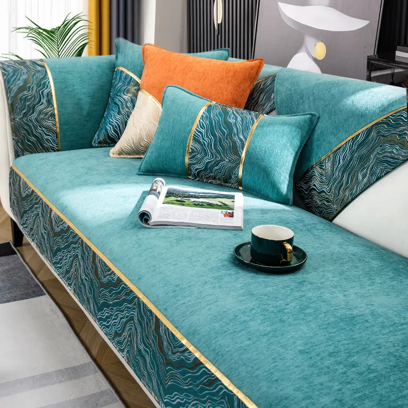 Marble Sofa Cover L Shape Corner Slipcovers for Living Room Non Slip Couch Chair Sofa Towel for 1/2/3/4-seater