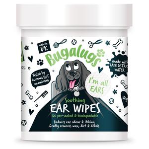 Bugalugs DOG Ear Wipes - Pre-Soaked, Bio-Degradable, Reduce Ear Odour & Itching, Gently Remove Wax, Dirt & Debris