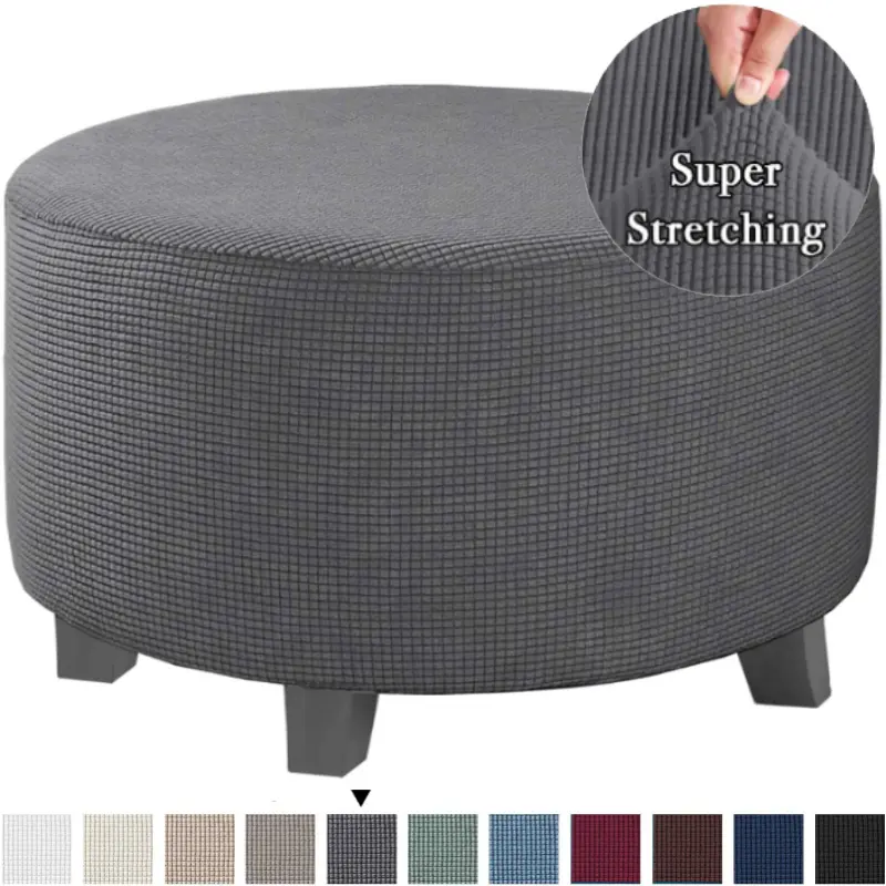 Stretch Ottoman Slipcovers Round Ottoman Covers Removable Footstool Covers Living Room Storage Ottoman Protect Covers