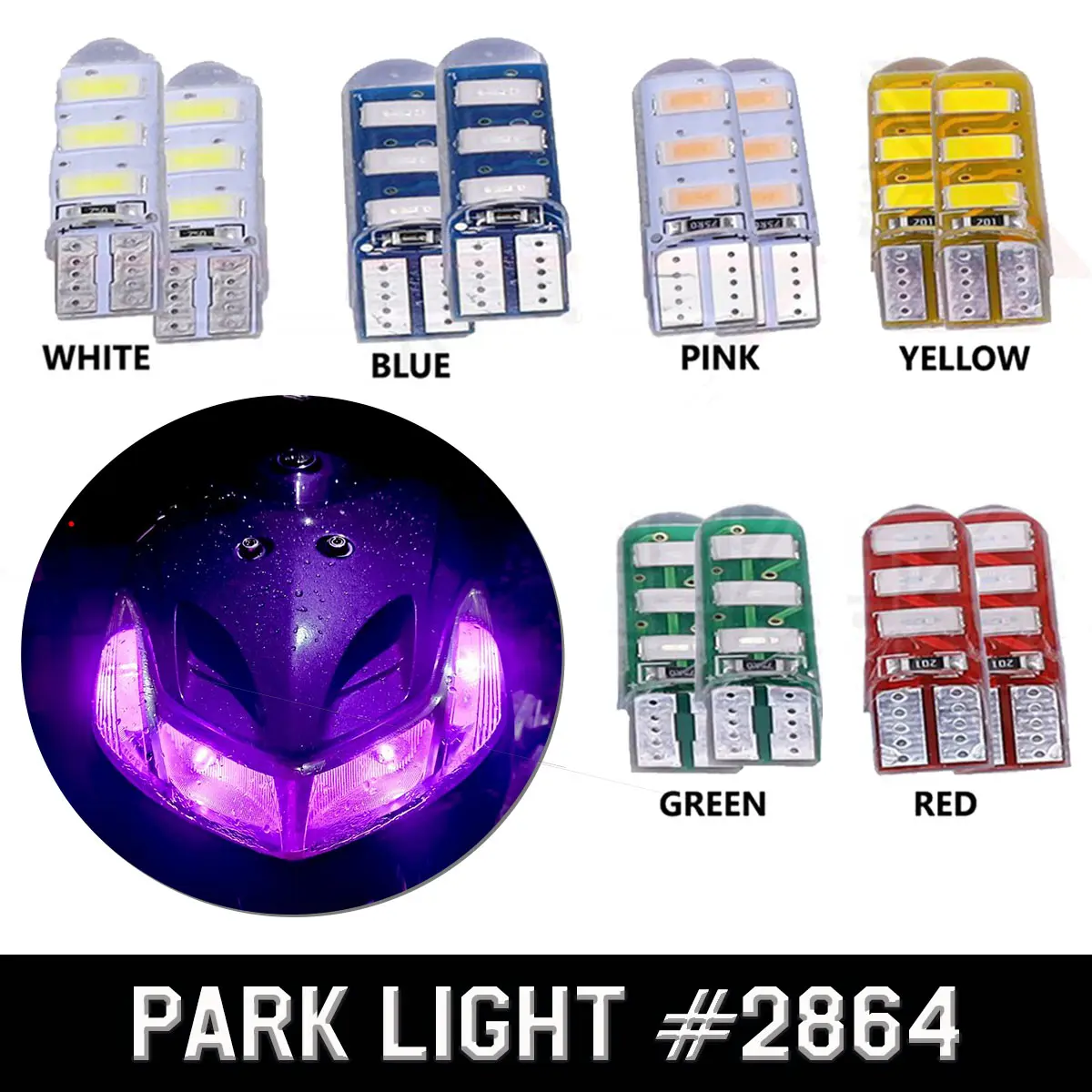 MOTORCYCLE PARK LIGHT LED 8LED 6 LED T10 #2864