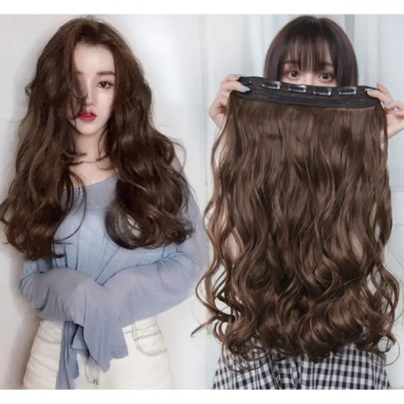 Wig wi 50cm curls, curly wavy h pieces, Korean h extensions, 5 Clips