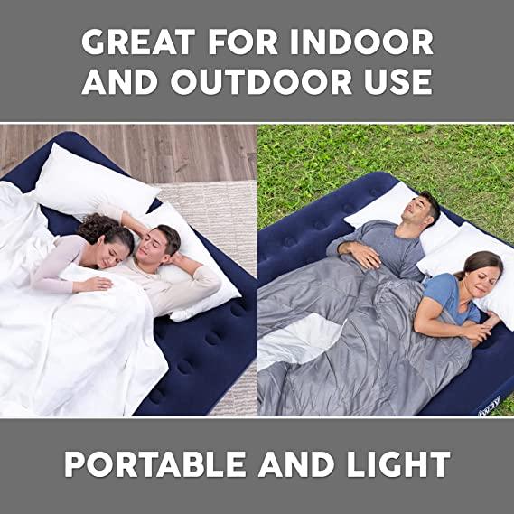 USJE Ecom Bestway Pavillo King Air Bed | Inflatable Outdoor, Indoor Airbed, Quick Inflation, Flocked King Size Air Mattress