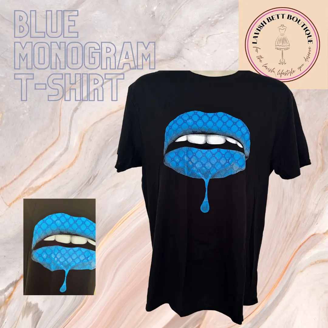 Blue Monogram Lip T-Shirt