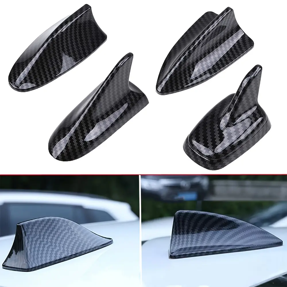 1pc Sleek Carbon Fiber Print Shark Fin Antenna for Car Roof Decoration