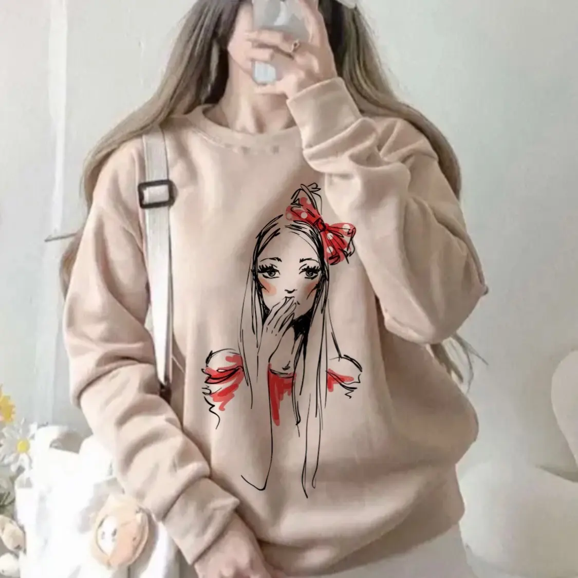 Pullover with sublay prints Free size