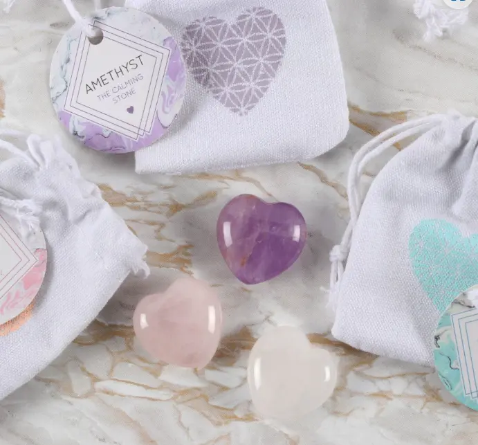 Crystal Heart Stone in Pouch