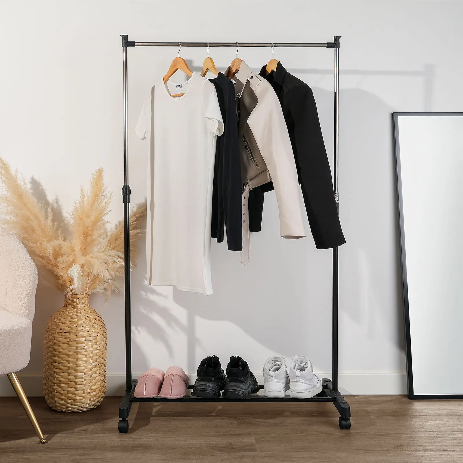 OHS Clothing Rail Open Hanging Portable Clothes Home Organiser Unit Space Saver
